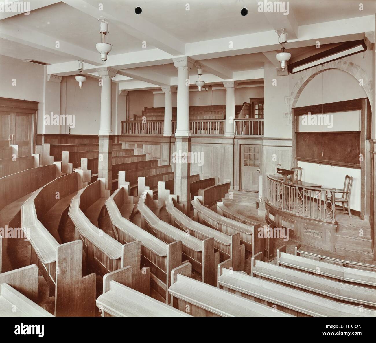 Lecture theatre, London Day Training College, Camden, 1907. Artist: Unknown. Stock Photo