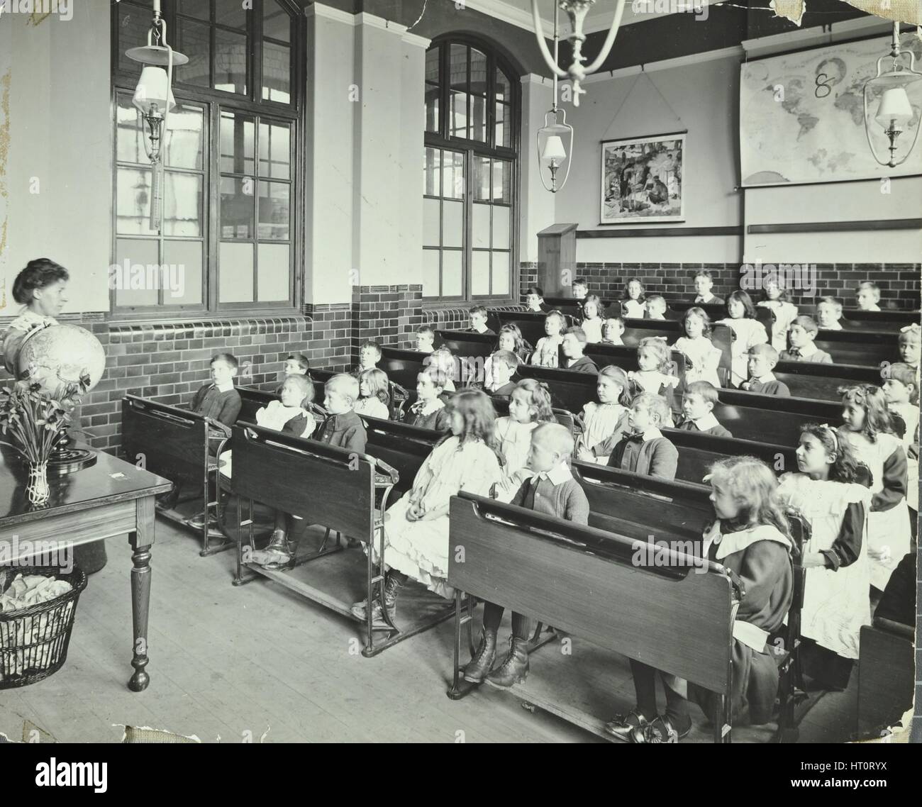 Geography lesson, Denmark Hill School, Dulwich, London, 1905. Artist: Unknown. Stock Photo