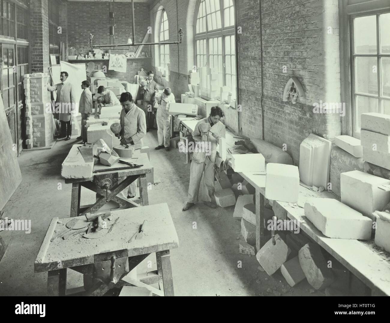 Masonry students, School of Building, Brixton, London, 1911. Artist: Unknown. Stock Photo