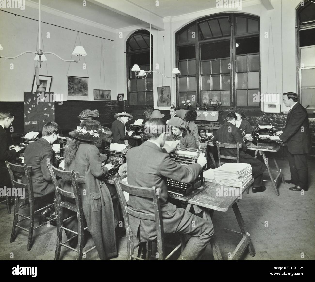 Typewriting class, Hammersmith Commercial Institute, London, 1913. Artist: Unknown. Stock Photo