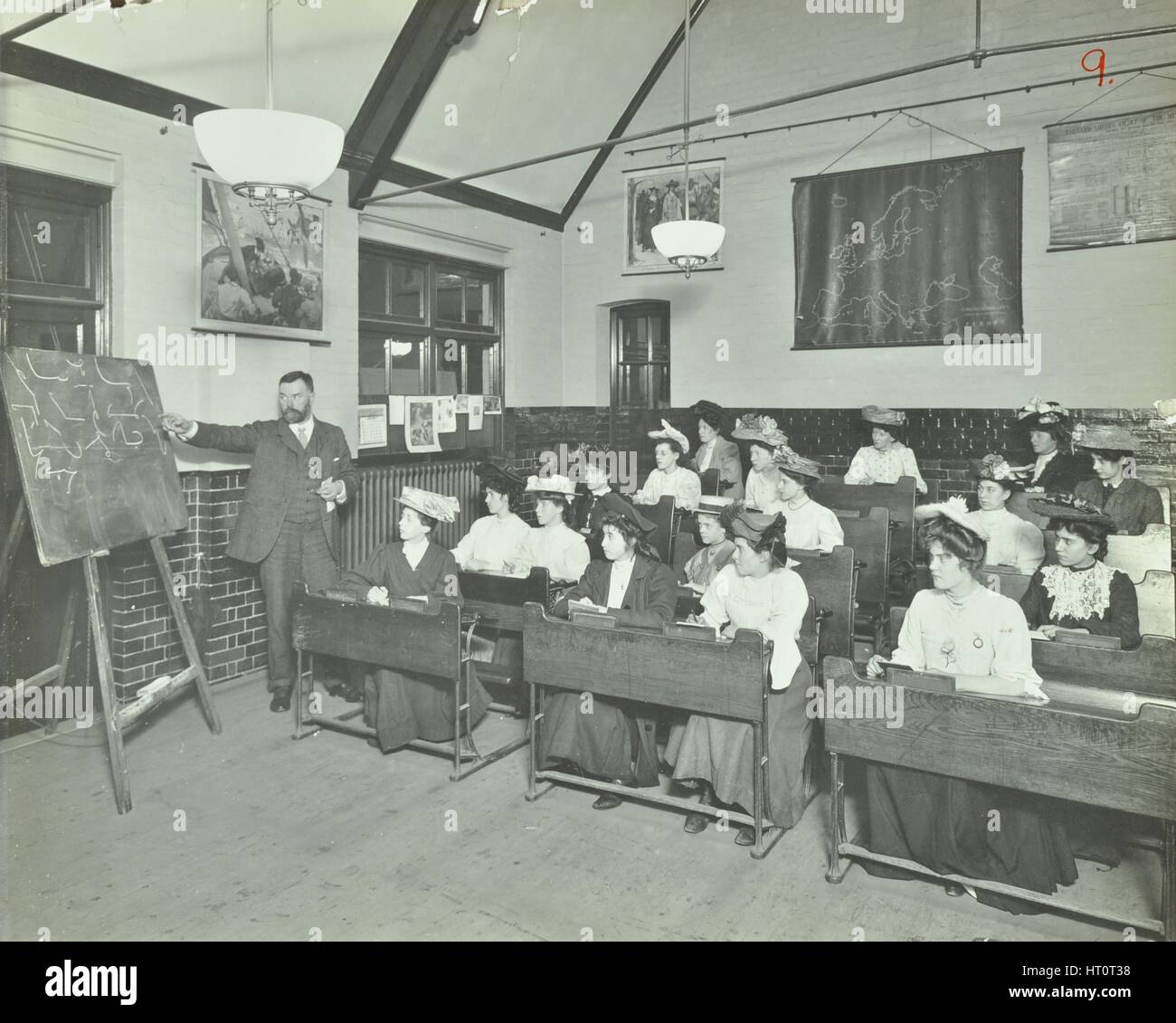 Shorthand class for women, Choumert Road Evening Institute, London, 1907. Artist: Unknown. Stock Photo
