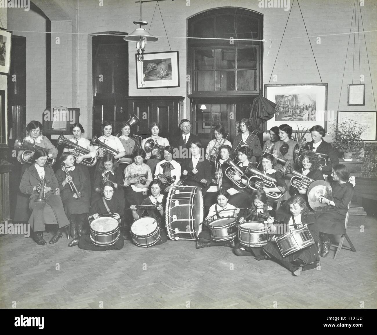 Women's brass band, Cosway Street Evening Institute for Women, London, 1914.  Artist: Unknown. Stock Photo