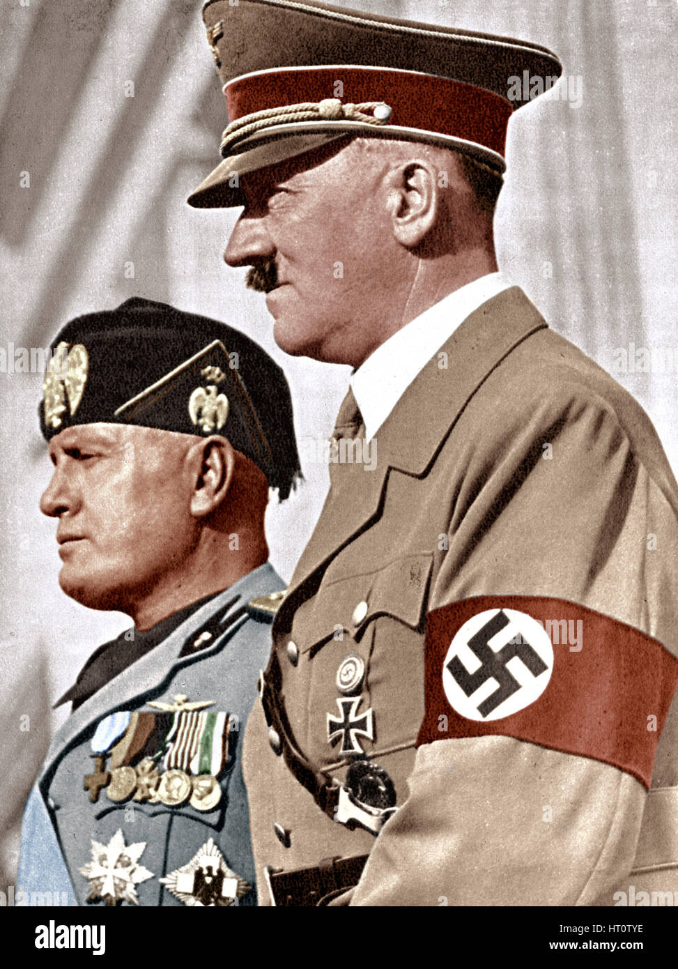 Adolph Hitler (1889-1945) and Benito Mussolini (1883-1945). Artist: Unknown. Stock Photo