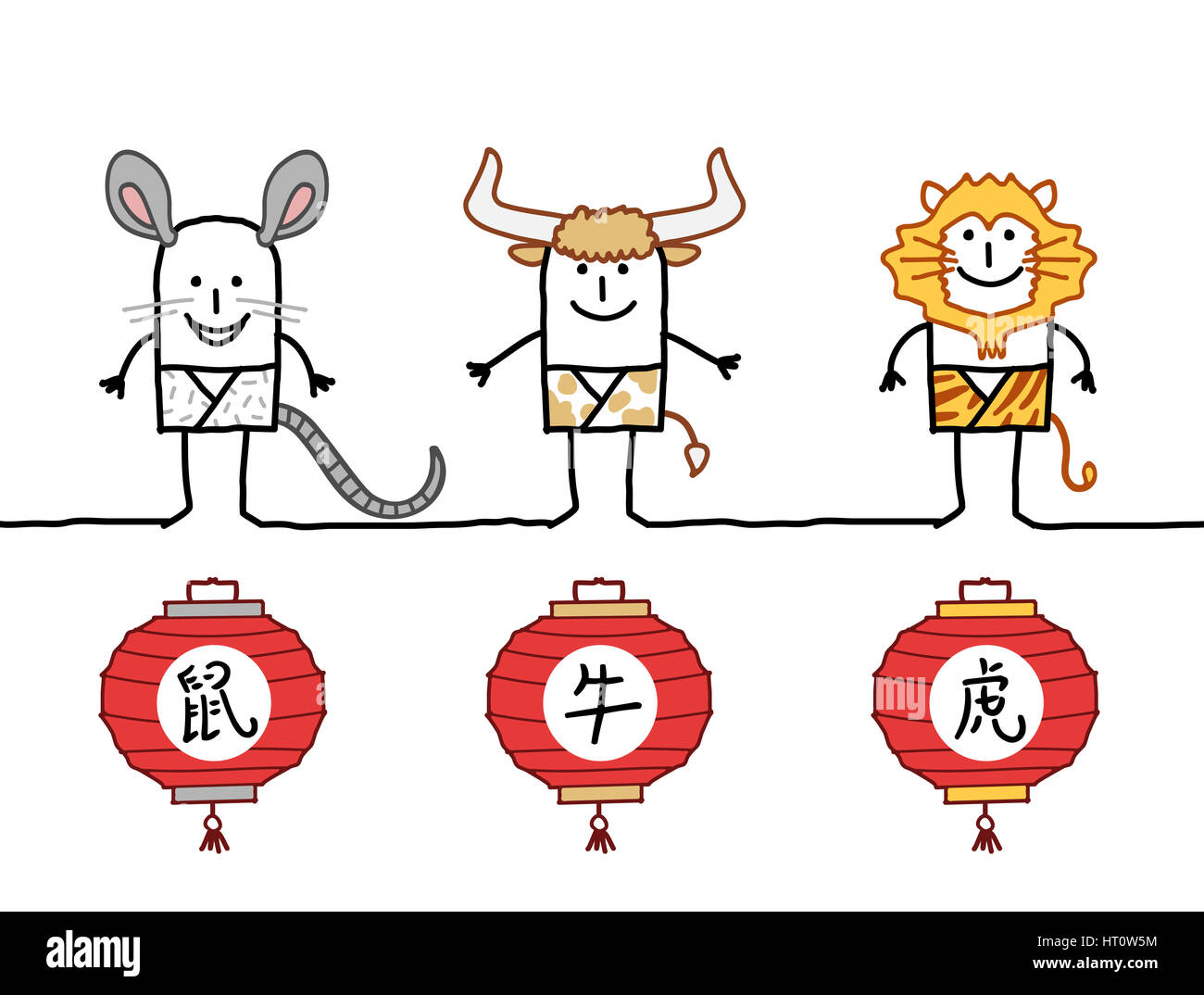 Cartoon astrology Chinese signs 1 Stock Photo