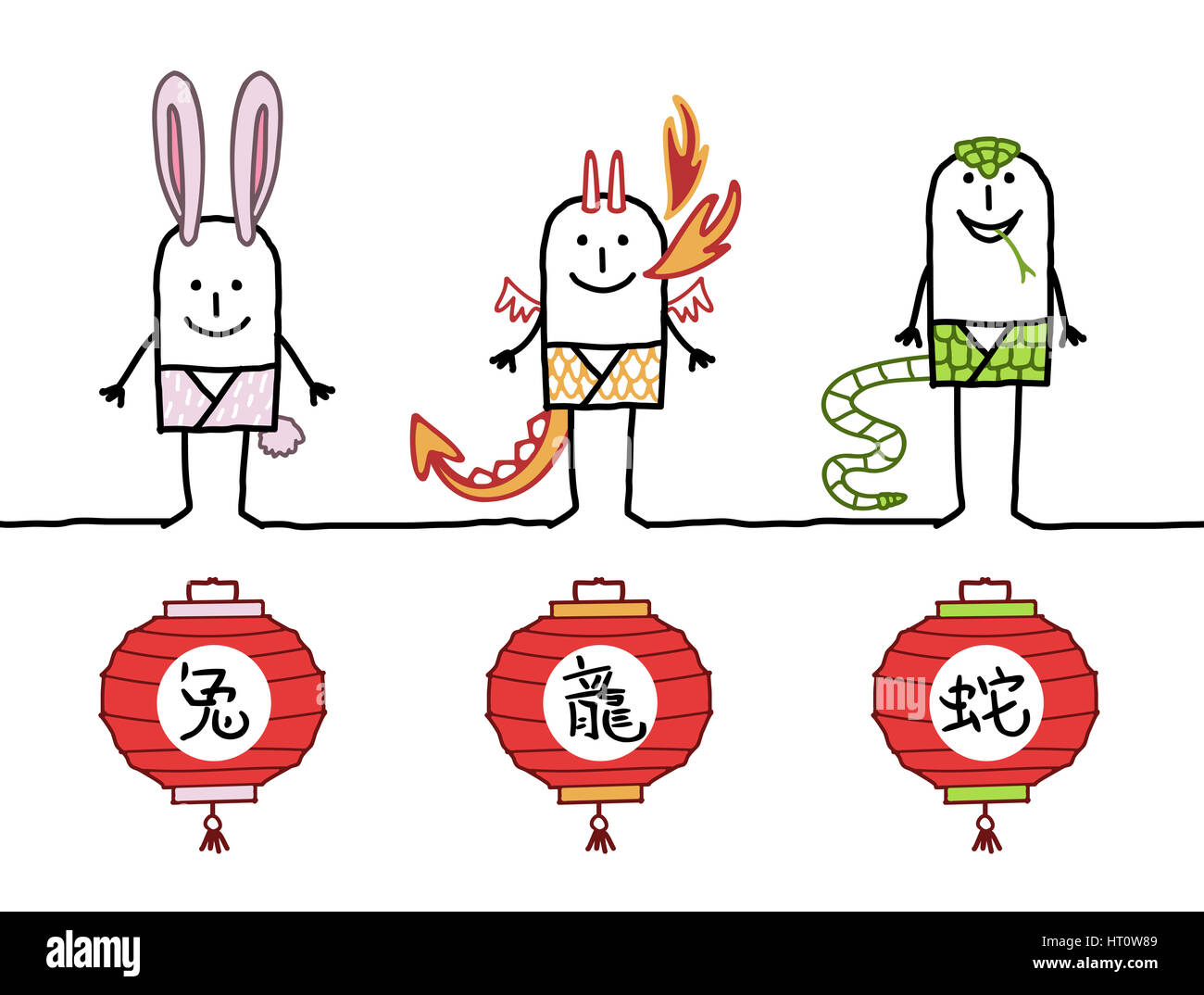 Cartoon astrology Chinese signs 2 Stock Photo