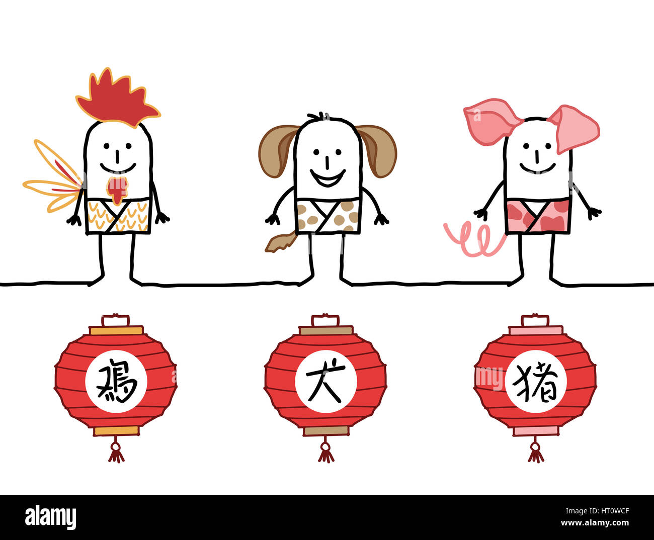 Cartoon astrology Chinese signs 4 Stock Photo