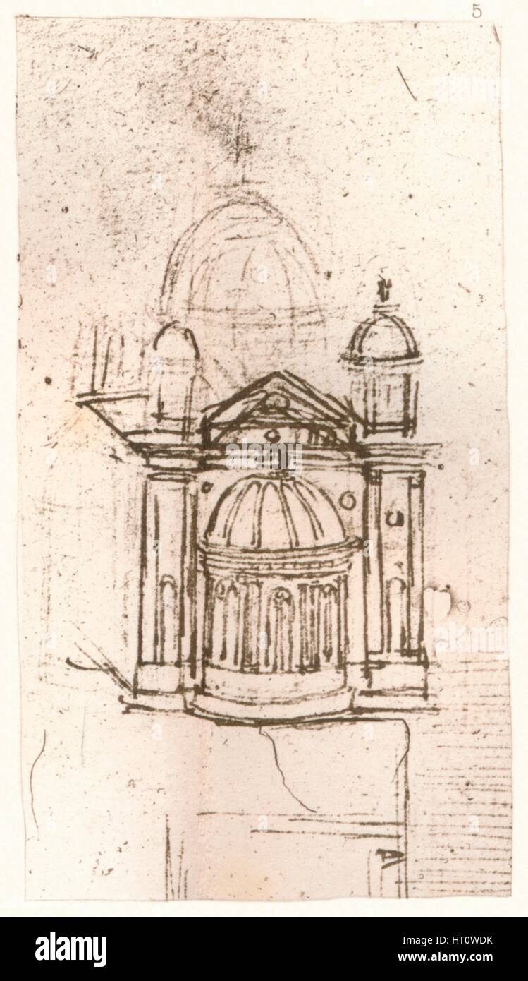 Drawing of ecclesiastical architecture, c1472-c1519 (1883). Artist: Leonardo da Vinci. Stock Photo