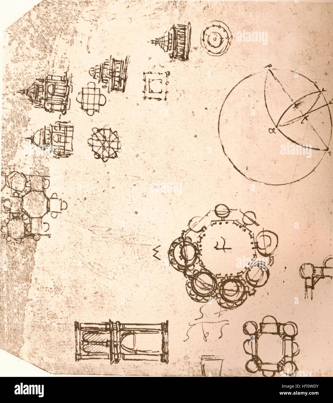 Drawing of ecclesiastical architecture, c1472-c1519 (1883). Artist: Leonardo da Vinci. Stock Photo