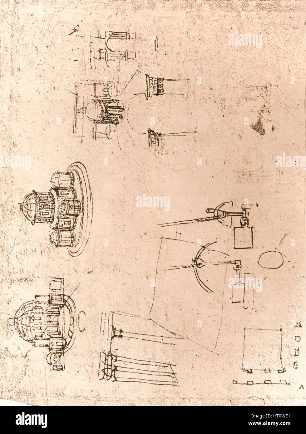 Drawing of ecclesiastical architecture, c1472-c1519 (1883). Artist: Leonardo da Vinci. Stock Photo