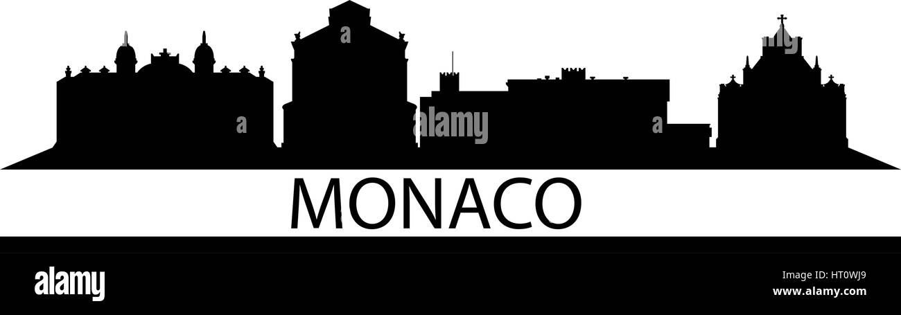 monaco skyline illustrated on a white background in vector Stock Vector