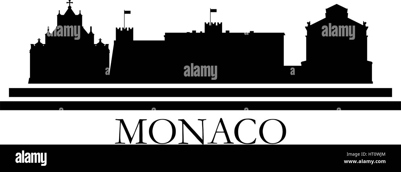 monaco skyline illustrated on a white background in vector Stock Vector