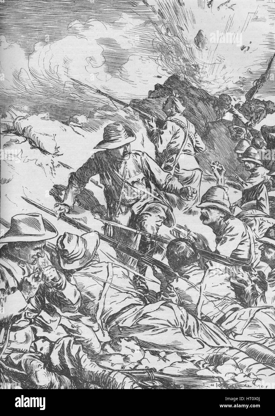The Battle of Spion Kop, Boer War, South Africa, 1900 (1906). Artist: Unknown. Stock Photo