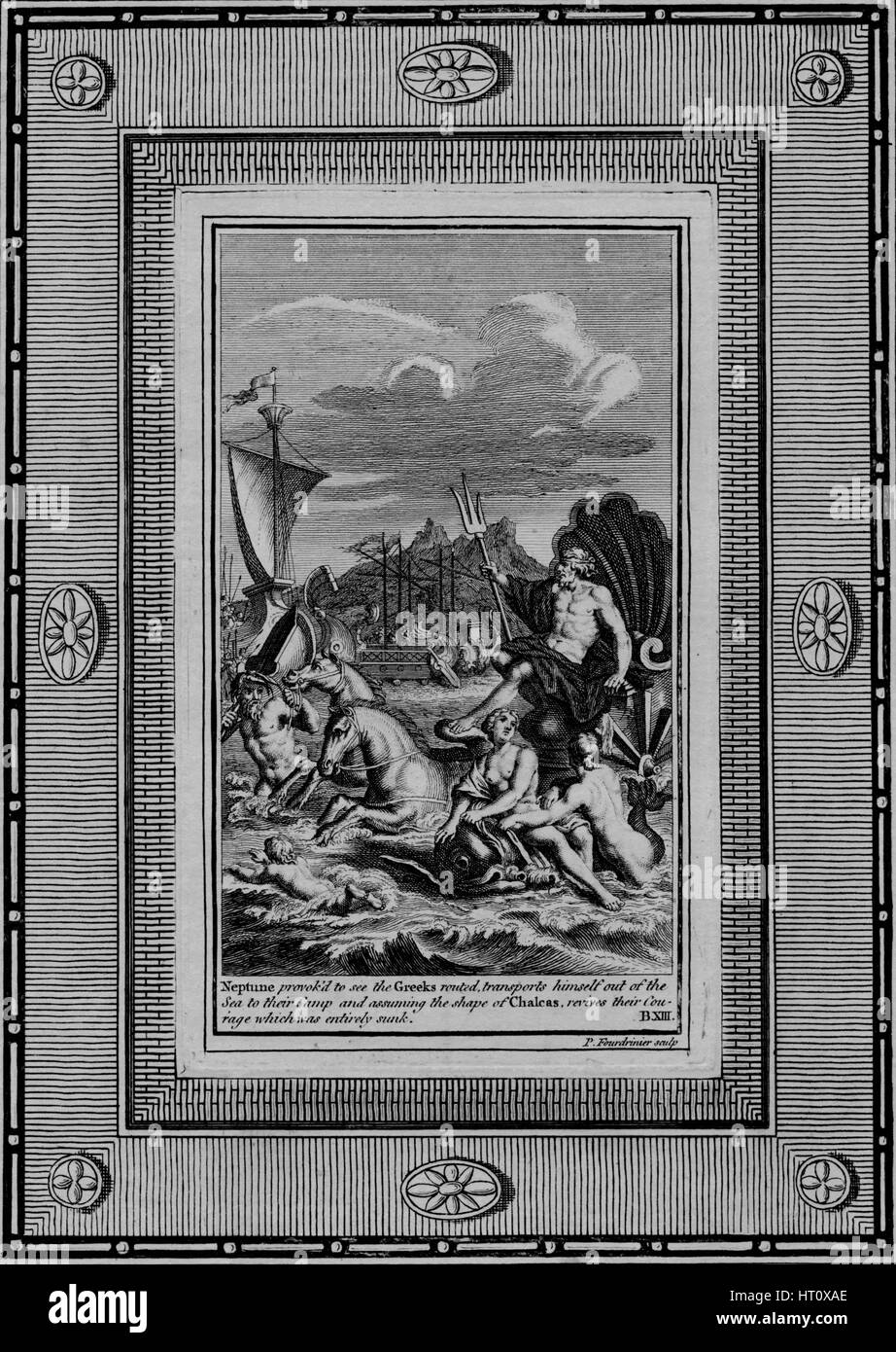 'Neptune provok'd to see the Greeks routed' Artist: Paul Fourdrinier. Stock Photo
