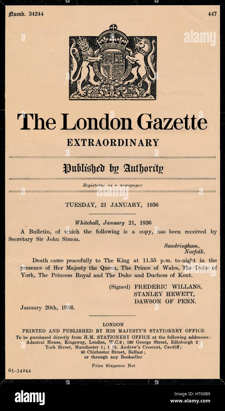 An Extraordinary Bulletin By The London Gazette Anouncing The Death Of An extraordinary bulletin by the london gazette anouncing the death of