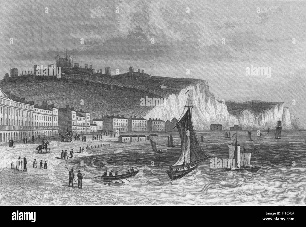 'Dover, from the Beach, Kent', 1846. Artist: Henry Winsor Bond. Stock Photo