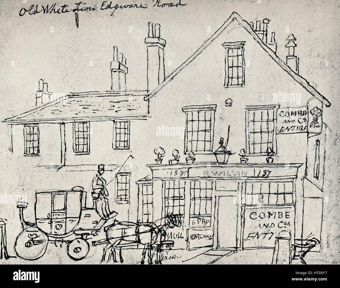 'The Old White Lion, Edgware Road', c1821. Artist James Pollard Stock Photo Alamy