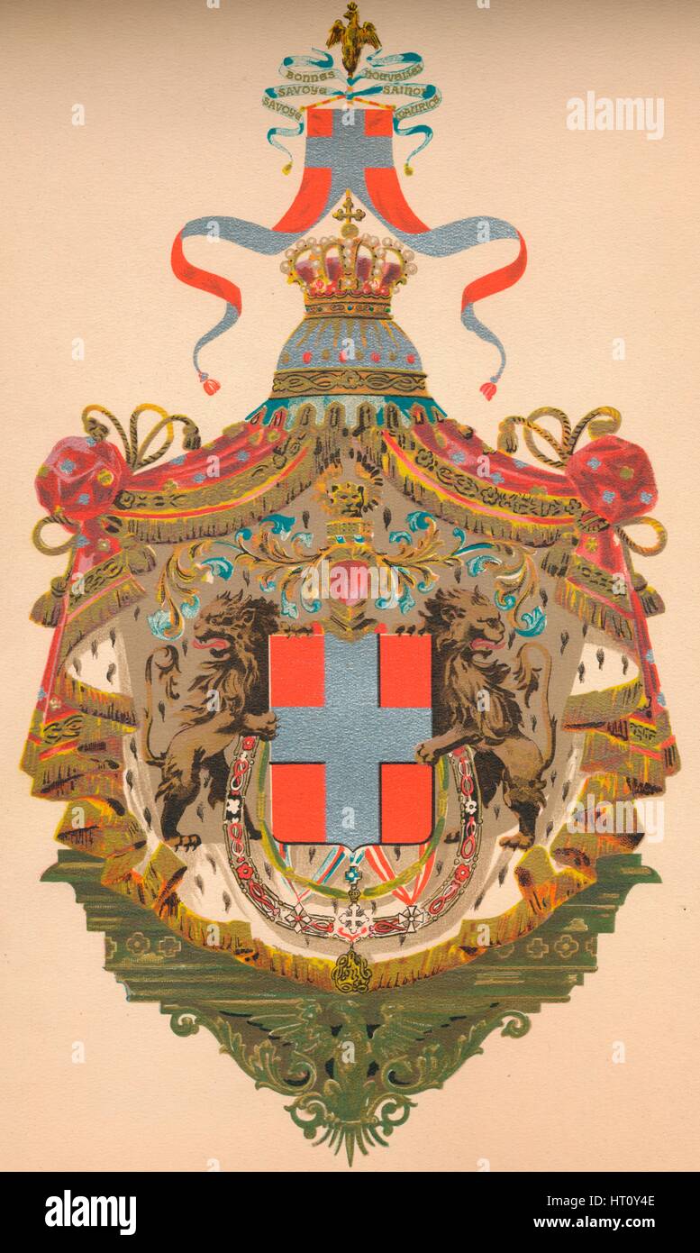 Coat of arms of the Kingdom of Italy, c1933. Artist: Whitehead, Morris & Co Ltd. Stock Photo