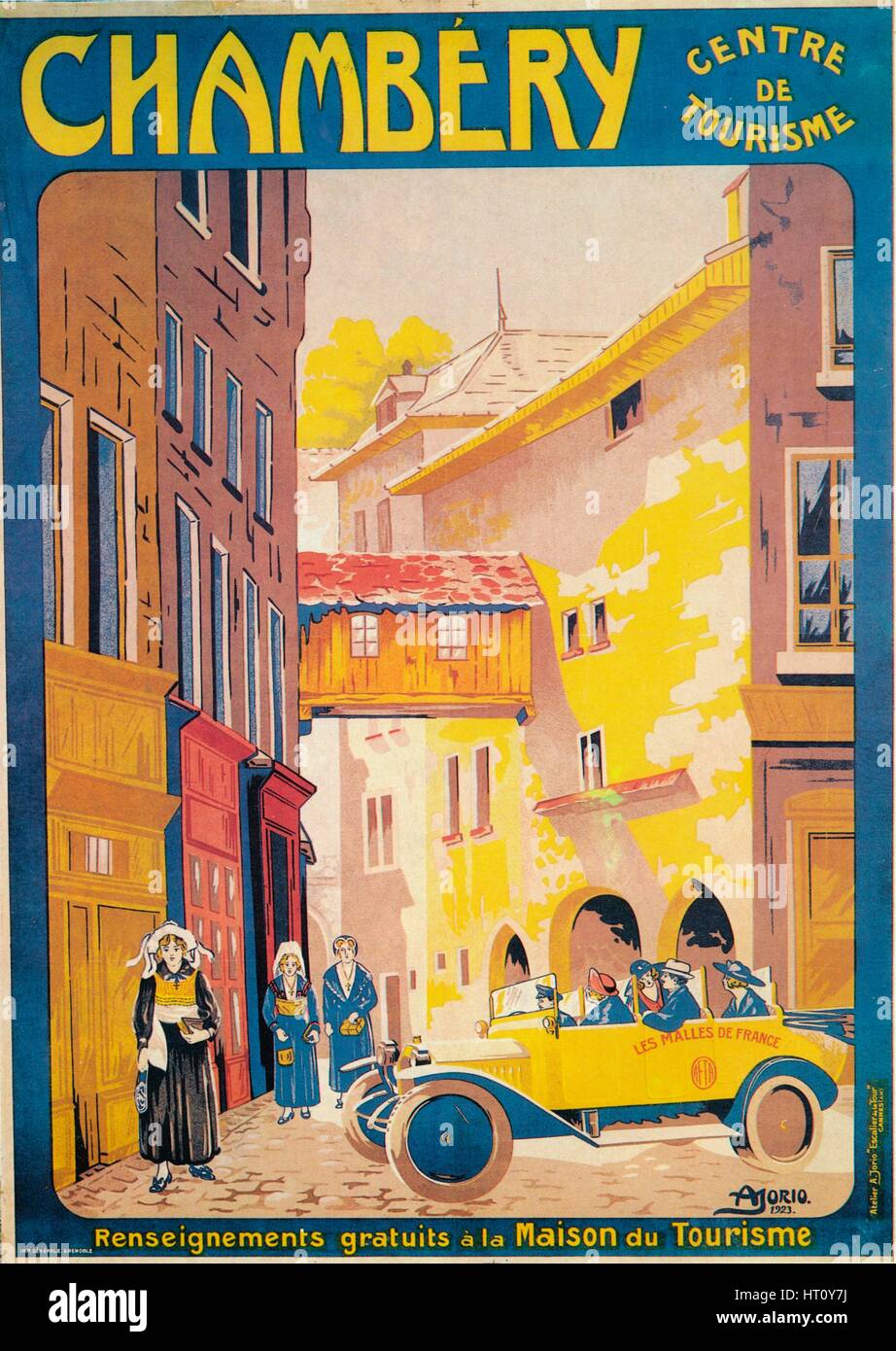 Advertisement for tourism at Chambery, France, c1920s. Artist: Unknown. Stock Photo