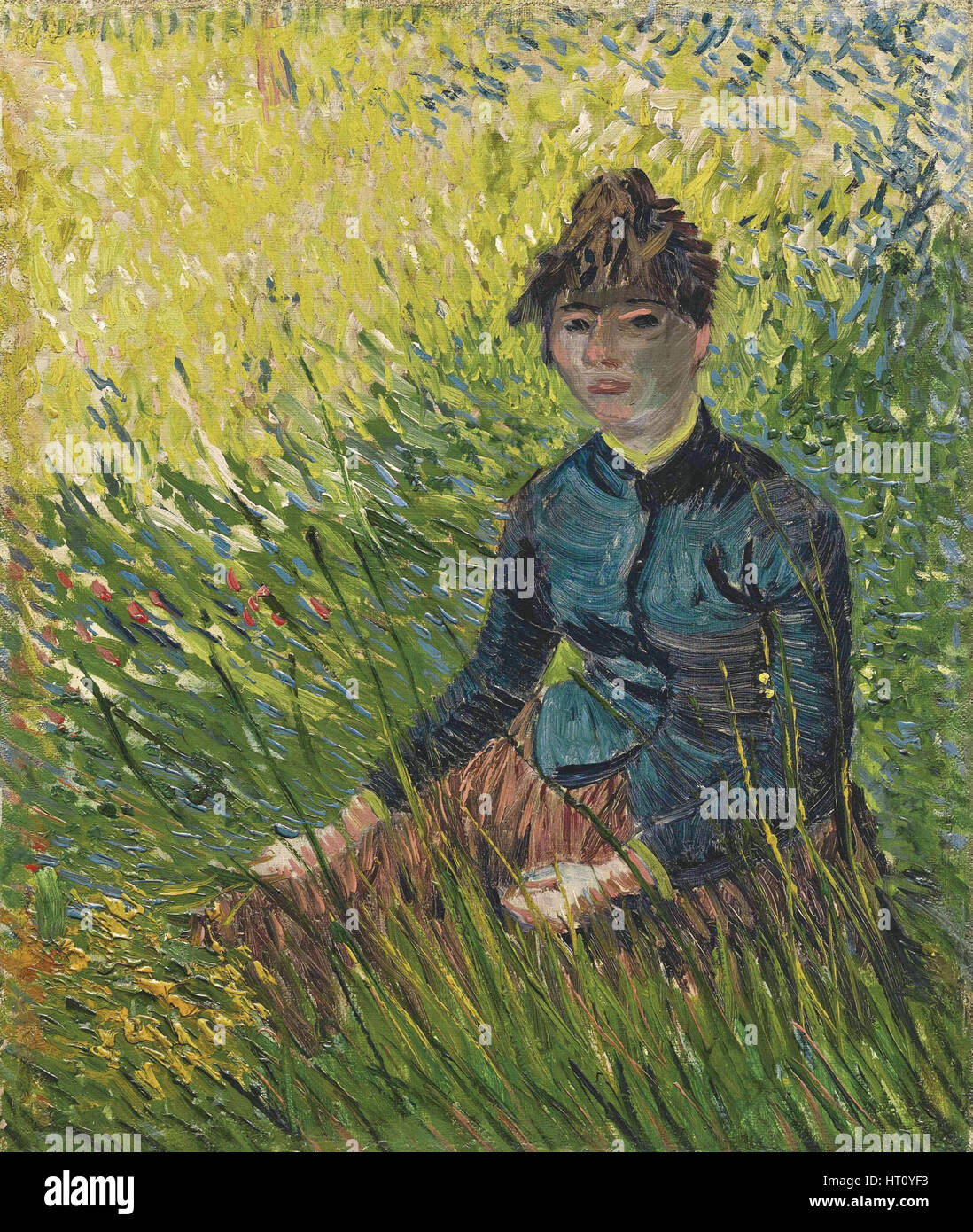 Woman in a wheat field (Femme dans un champ de blé), 1887. Artist: Gogh, Vincent, van (1853-1890) Stock Photo