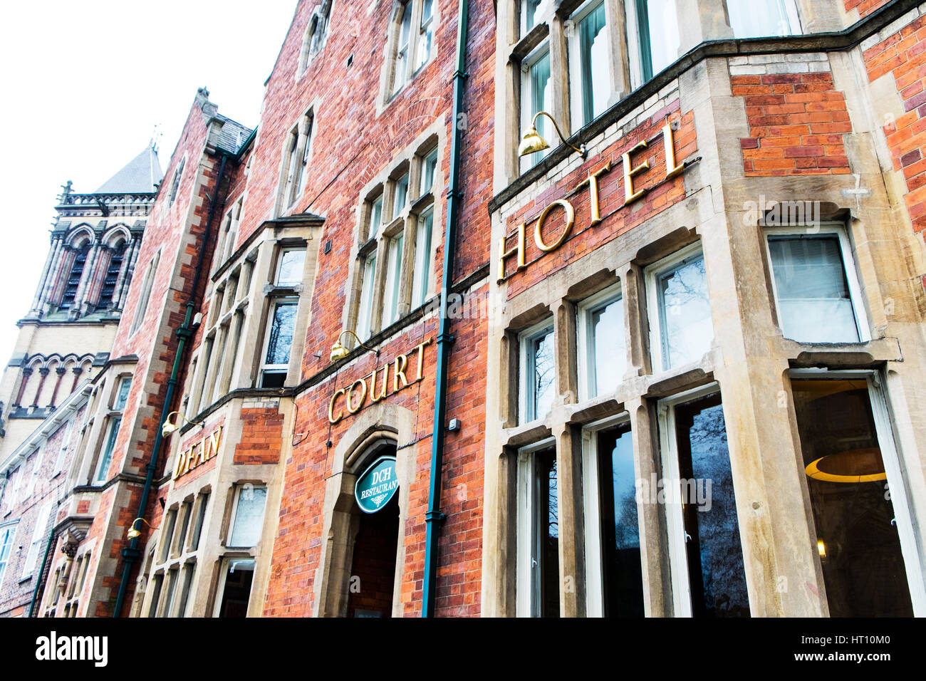 Dean Court Hotel York City center hotels UK England Front sign signs facade exterior name words Stock Photo
