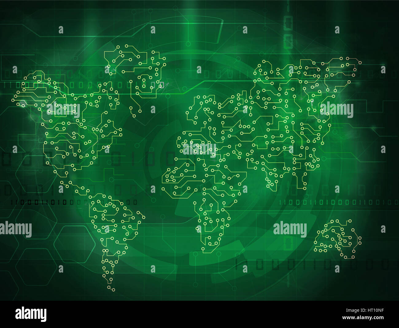 world map green technology Stock Photo
