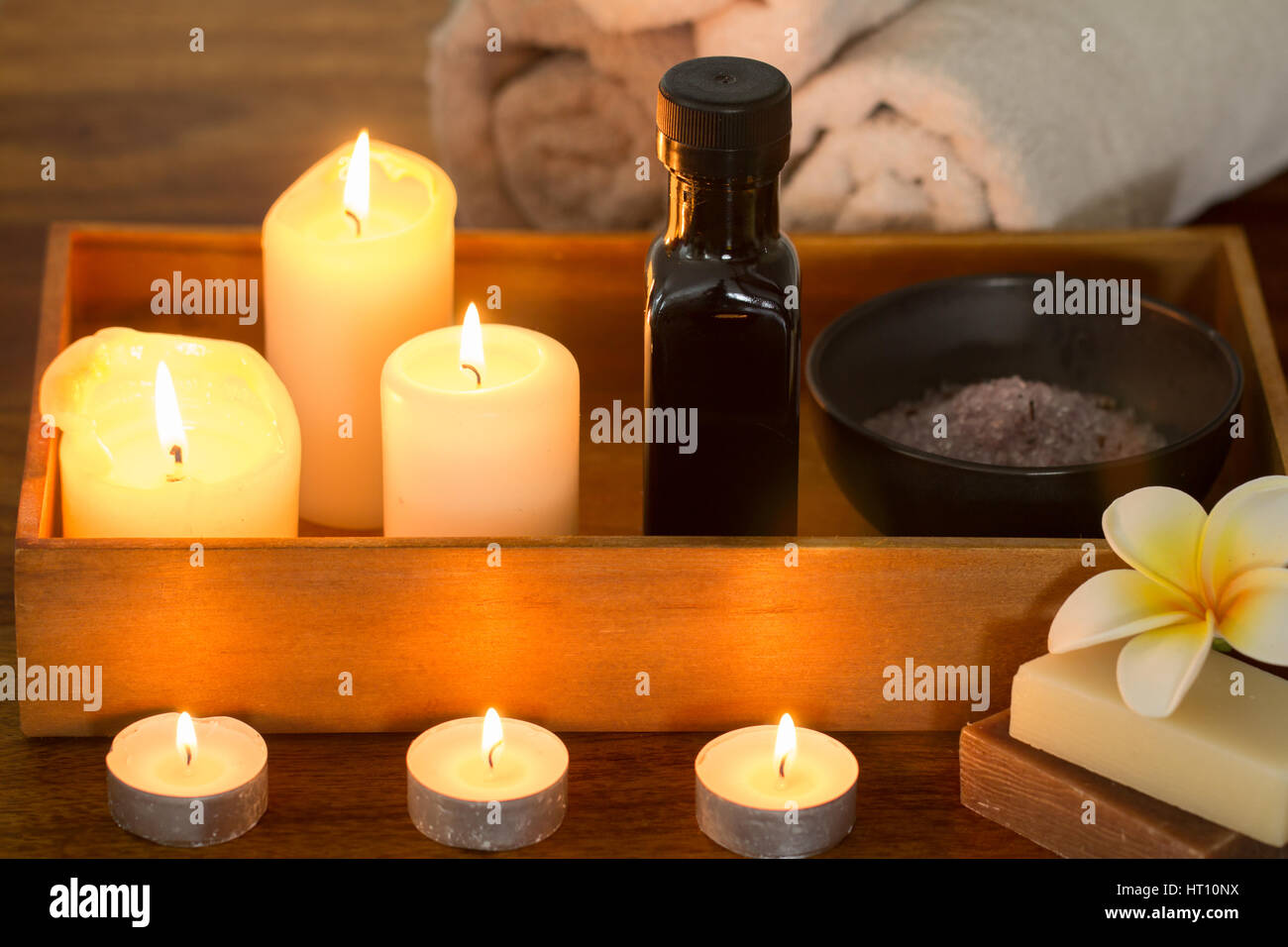 spa still life with candles Stock Photo