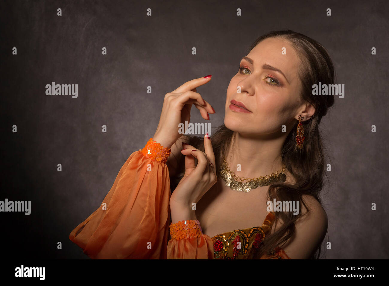 Oriental Beauty in traditional attire. Stock Photo