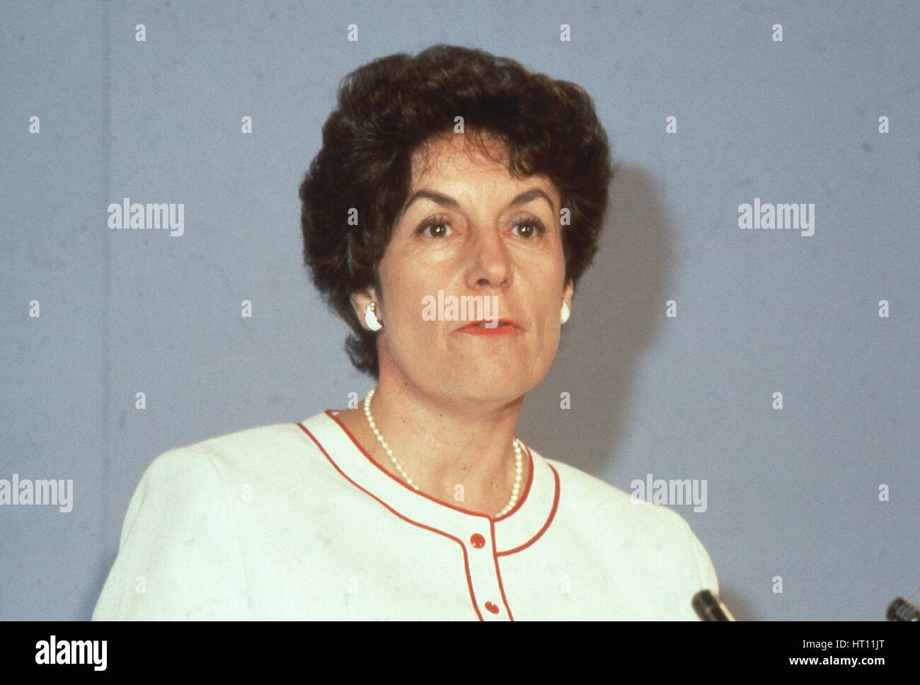 Gillian Shephard, Secretary of State for Employment and Conservative party Member of Parliament for Norfolk South West, speaks at the Conservative Womens Conference in London, England on June 27, 1991. Stock Photo