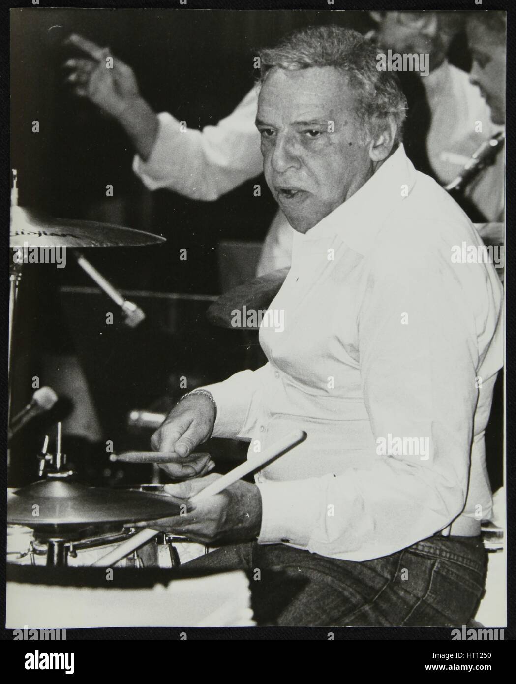 Buddy Rich playing the drums at the Royal Festival Hall, London, June