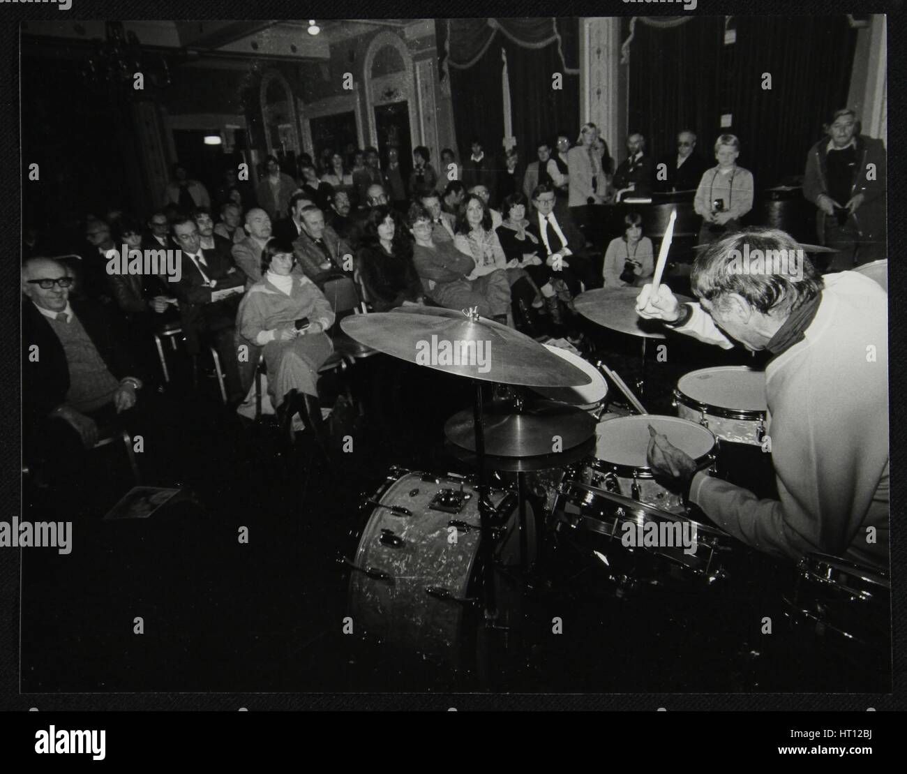 Louie Bellson conducting a drum clinic at the Horseshoe Hotel, London ...