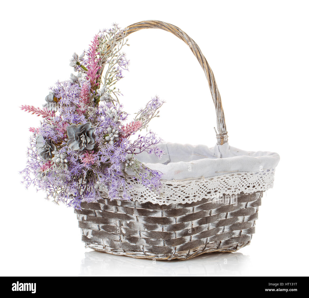 empty wicker basket on a white background Stock Photo - Alamy