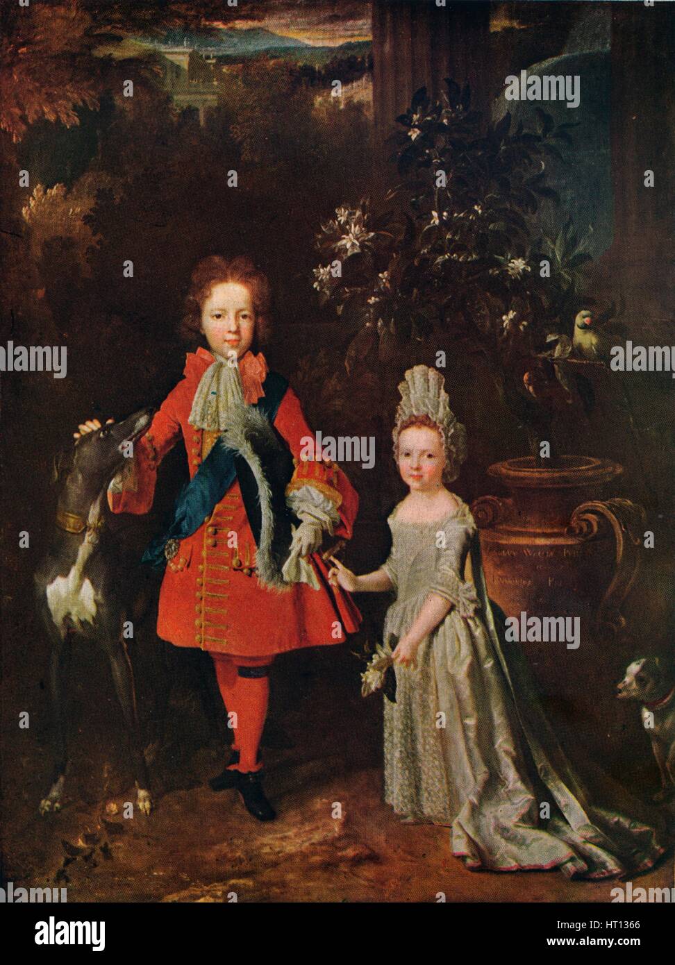 James Francis Edward Stuart (1688-1765), Louisa Maria Theresa Stuart (1692-1712), 1695, (1915). Artist: Nicolas de Largilliere Stock Photo