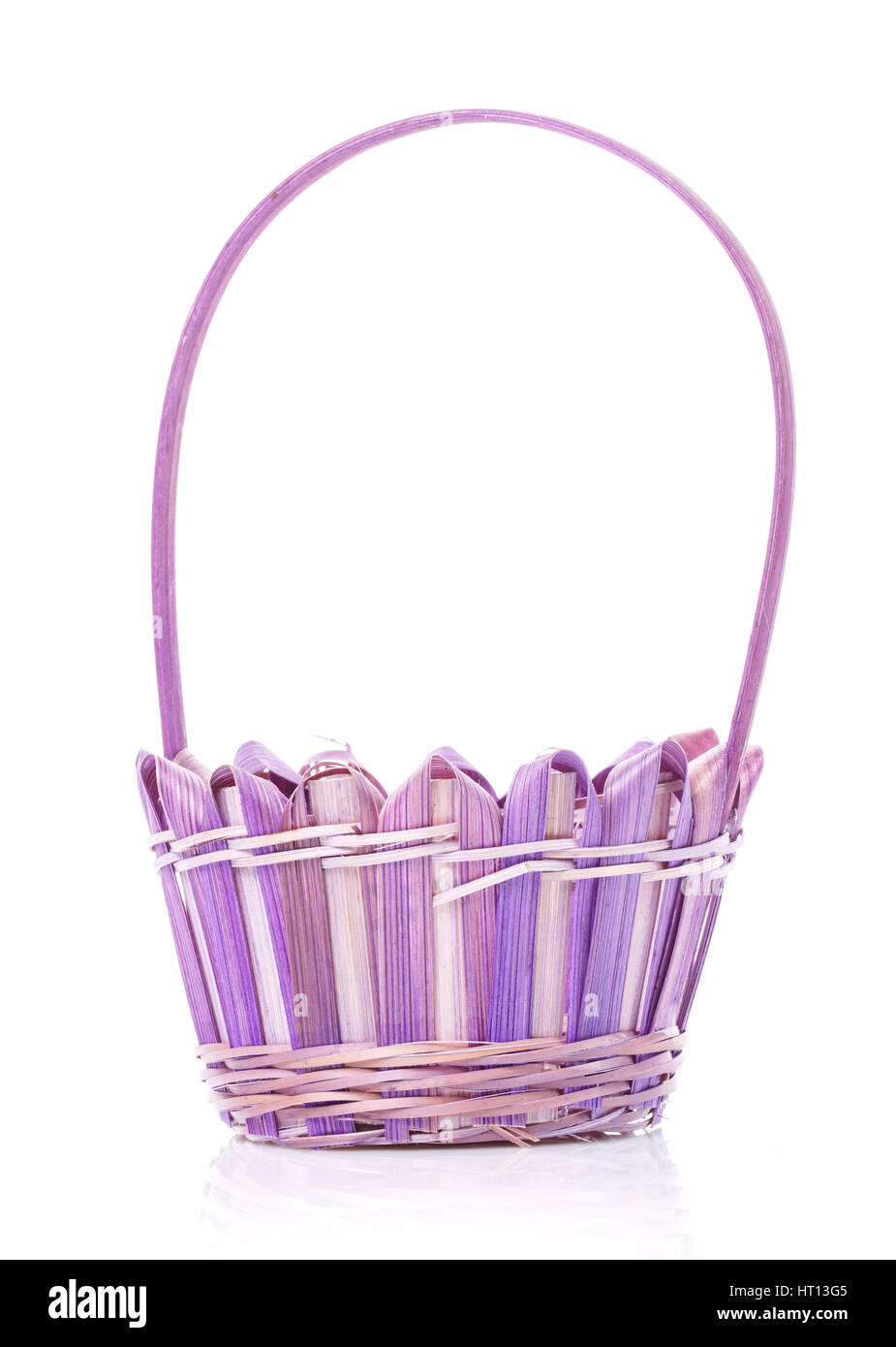 beautifully decorated empty wicker basket on a white background Stock ...
