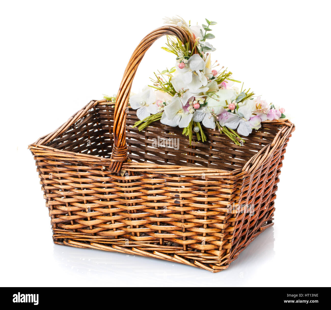 empty wicker basket on a white background Stock Photo - Alamy