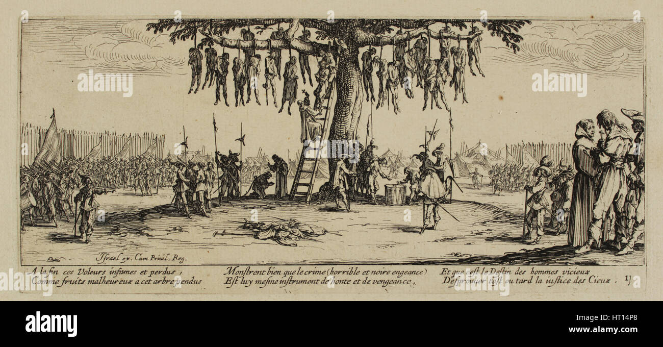 The Miseries of War, No. 11. The Hanging, 1633. Artist: Callot, Jacques (1592-1635) Stock Photo