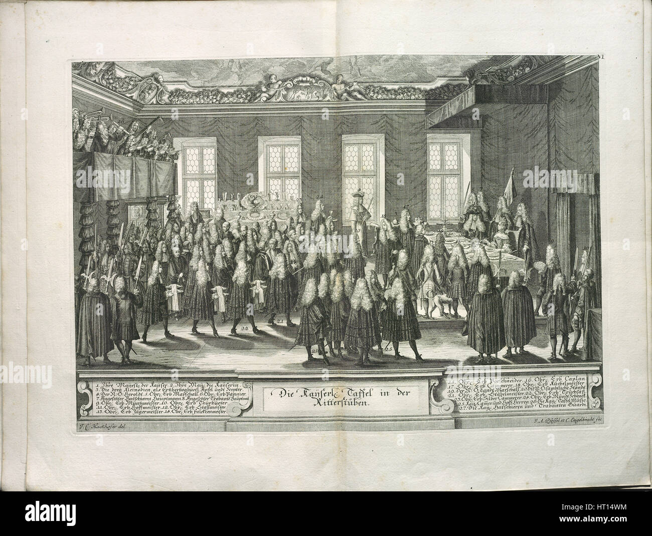 The Ceremony of Reverence to Joseph I at the Knight's Hall of the Hofburg Palace, 1705. Artist: Steinl, Matthias (c. 1644-1727) Stock Photo