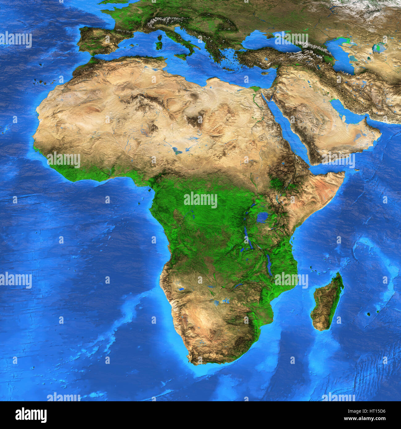 Detailed satellite view of the Earth and its landforms. Africa map. Elements of this image furnished by NASA Stock Photo