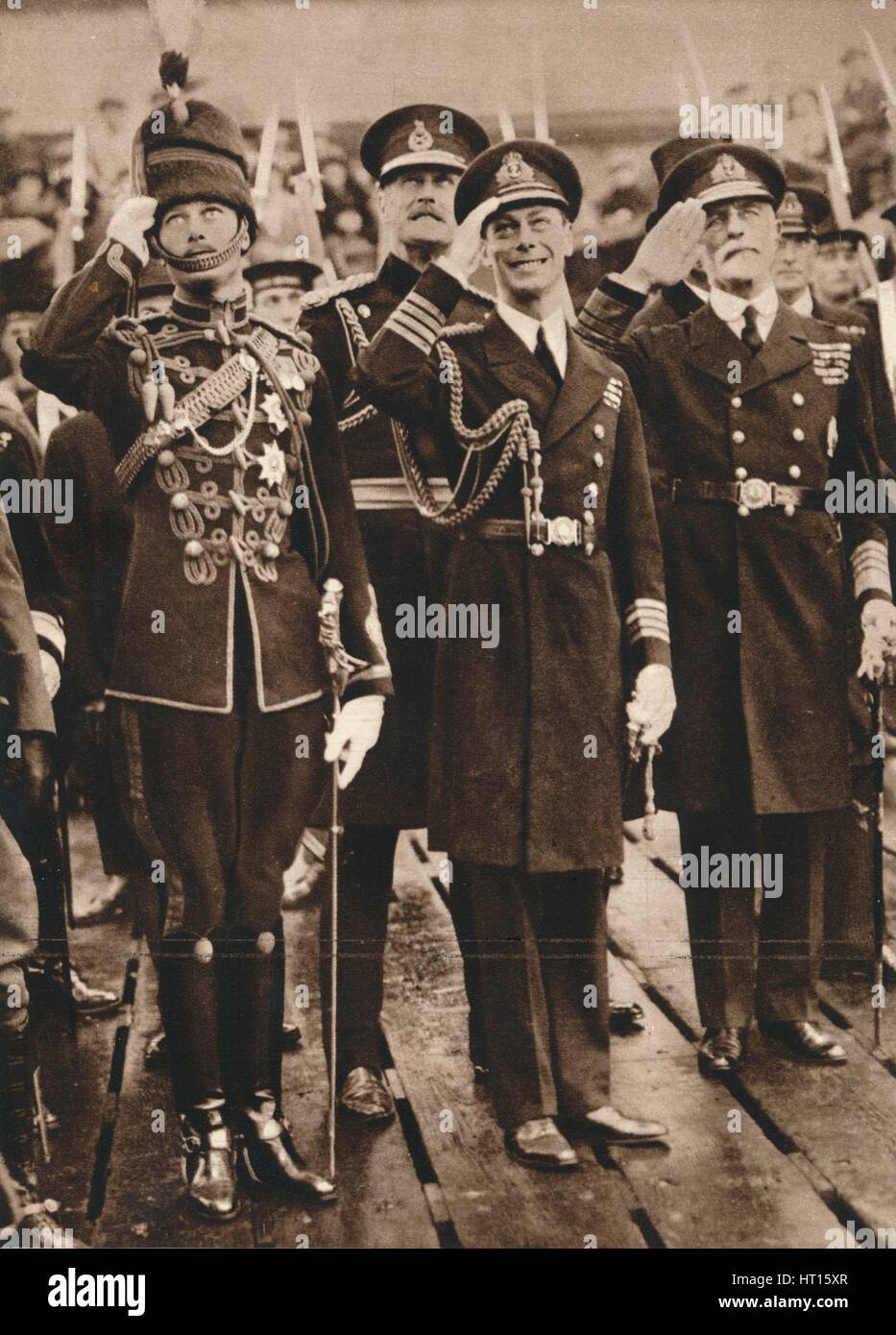 The Duke of York and Prince Henry welcoming the Prince of Wales at Portsmouth', 1925. Artist: Unknown. Stock Photo