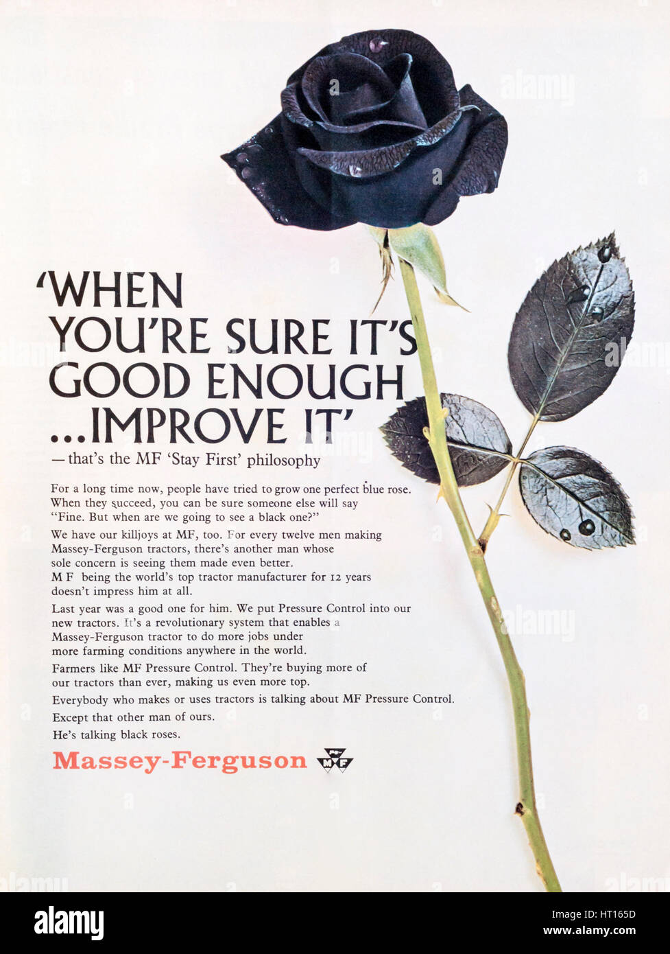 A 1960s magazine advertisement for Massey-Ferguson tractors. Stock Photo
