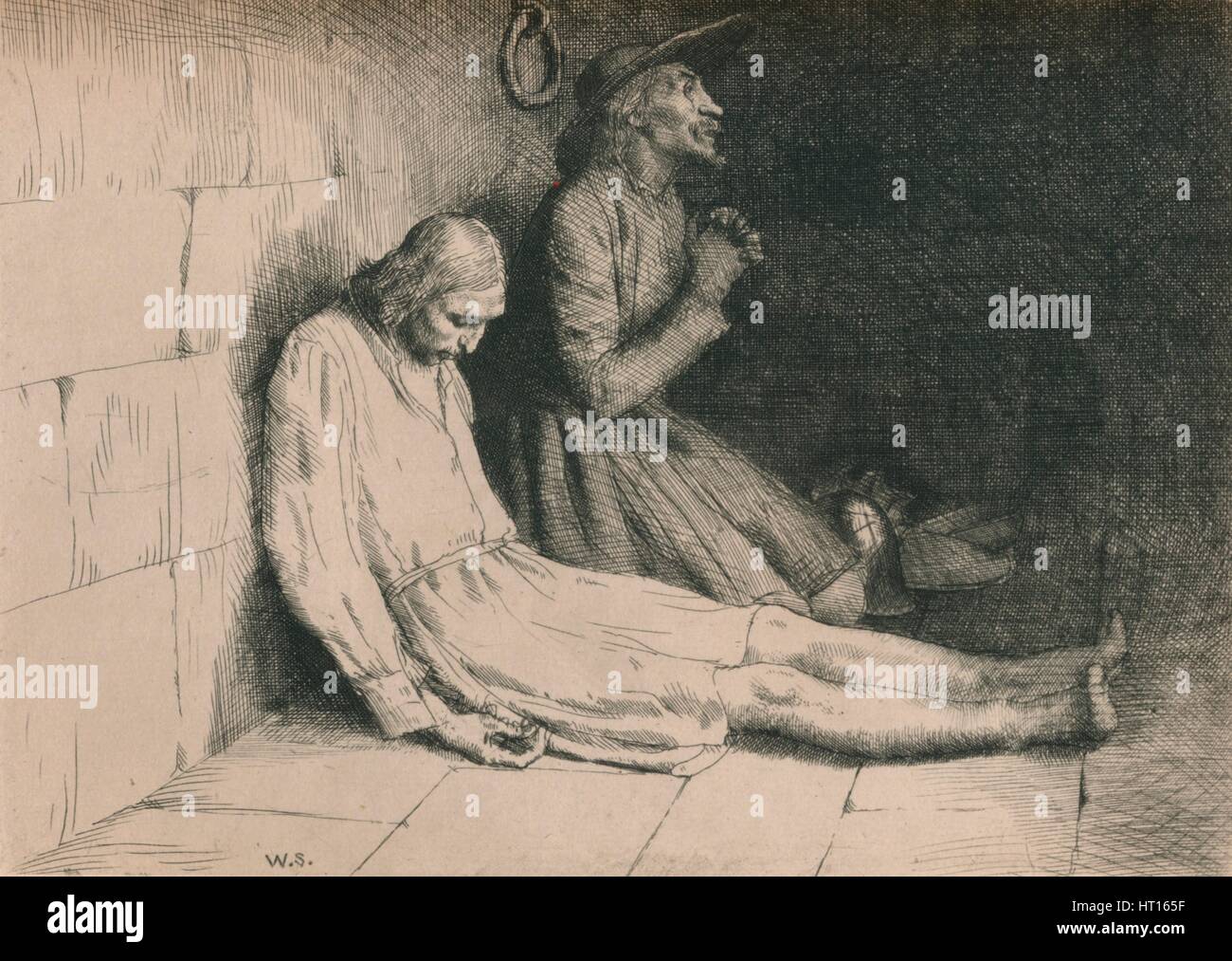 'Christian and Hopeful in the Dungeon', c1916. Artist: William Strang. Stock Photo