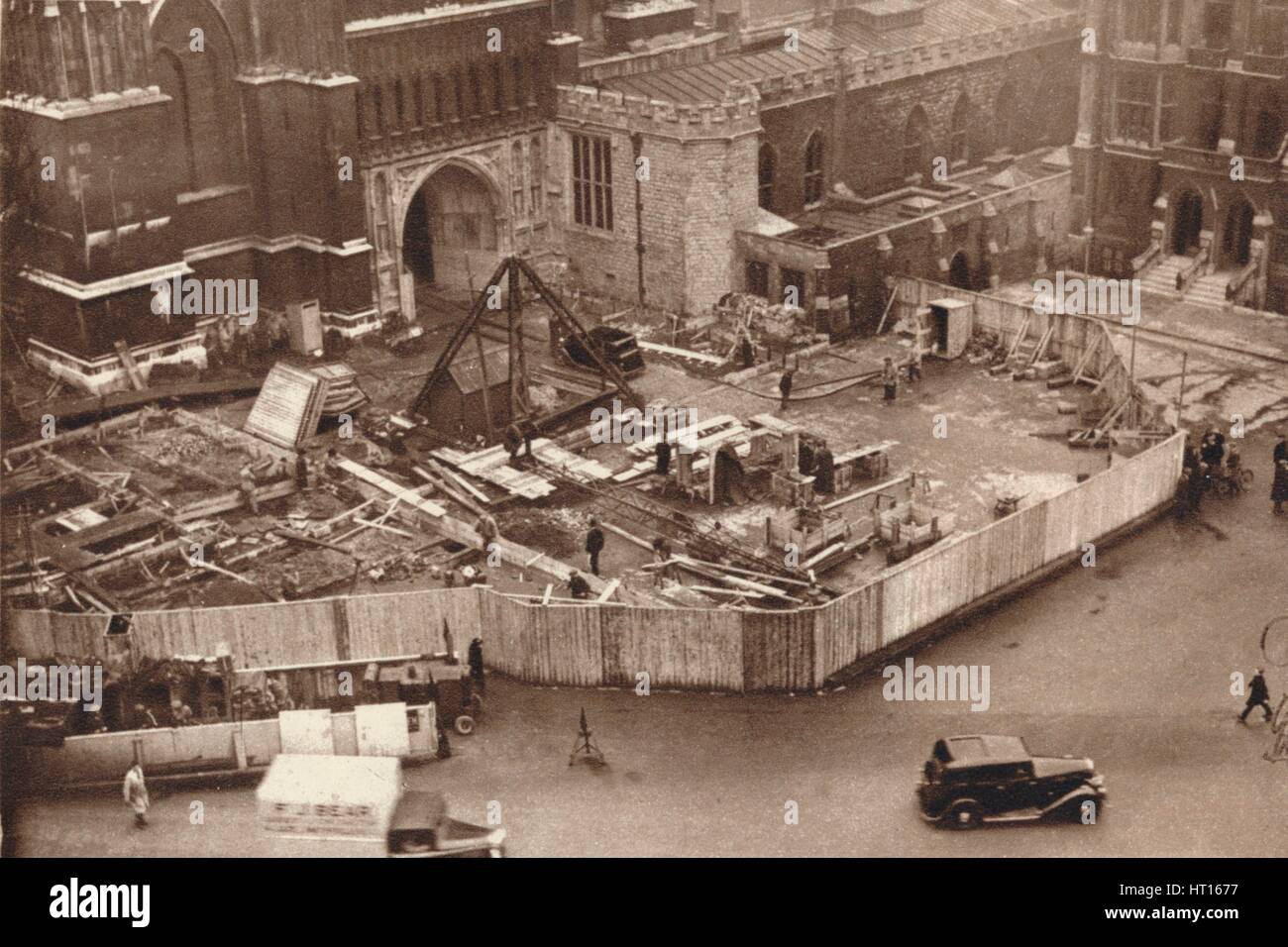 'Erecting the annexe to Westminster Abbey in advance of King George VI's coronation', 1937. Artist: Unknown. Stock Photo