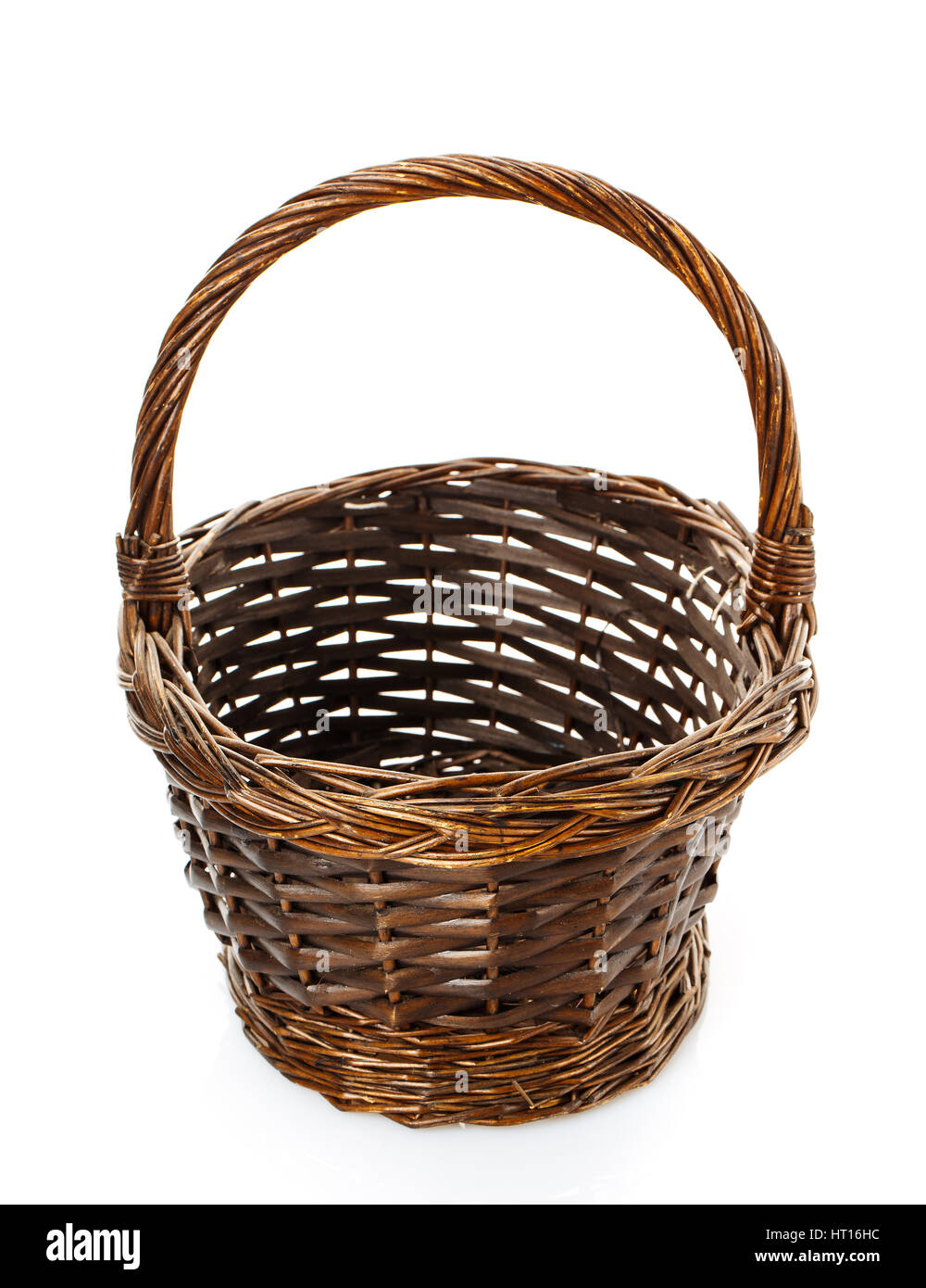wicker basket decorated on a white background Stock Photo - Alamy