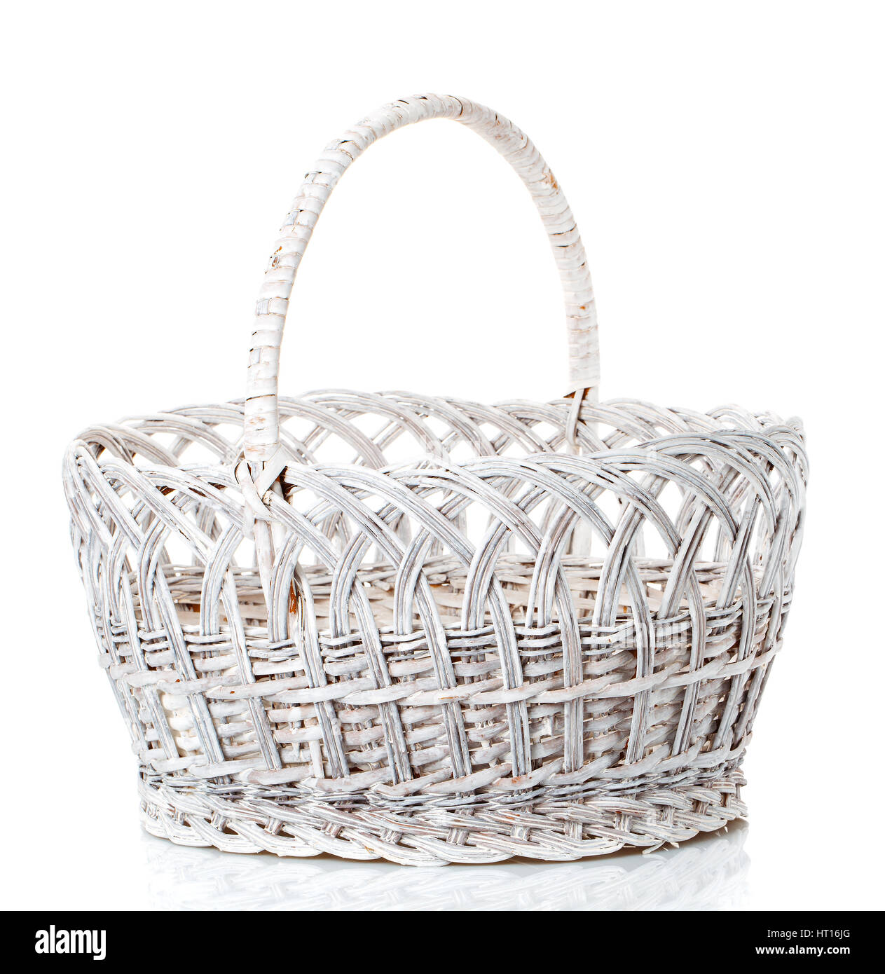 empty wicker basket on a white background Stock Photo - Alamy