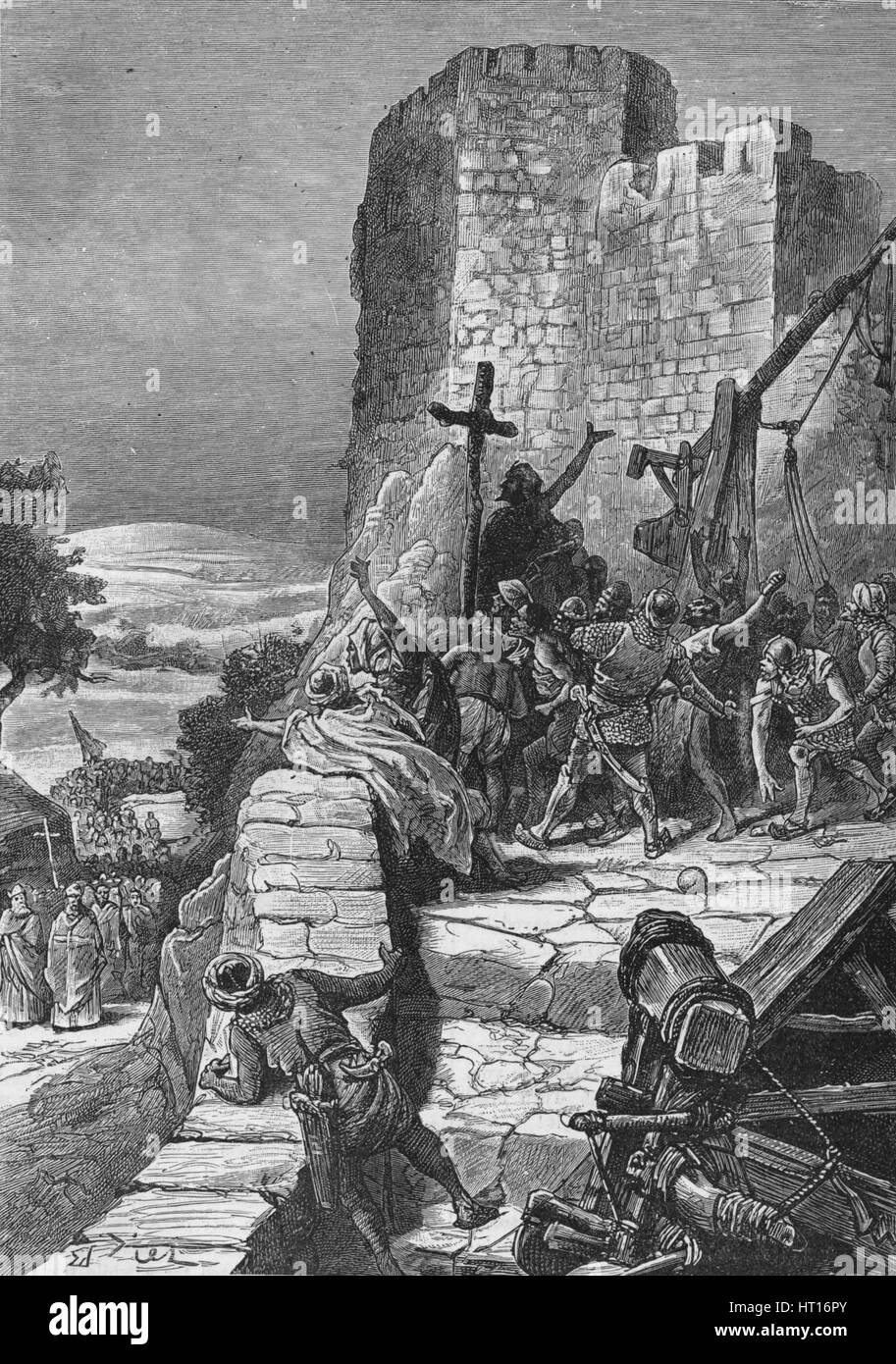 Procession of the Crusaders round the walls of Jerusalem, 1099 (1905).  Artist: Unknown. Stock Photo