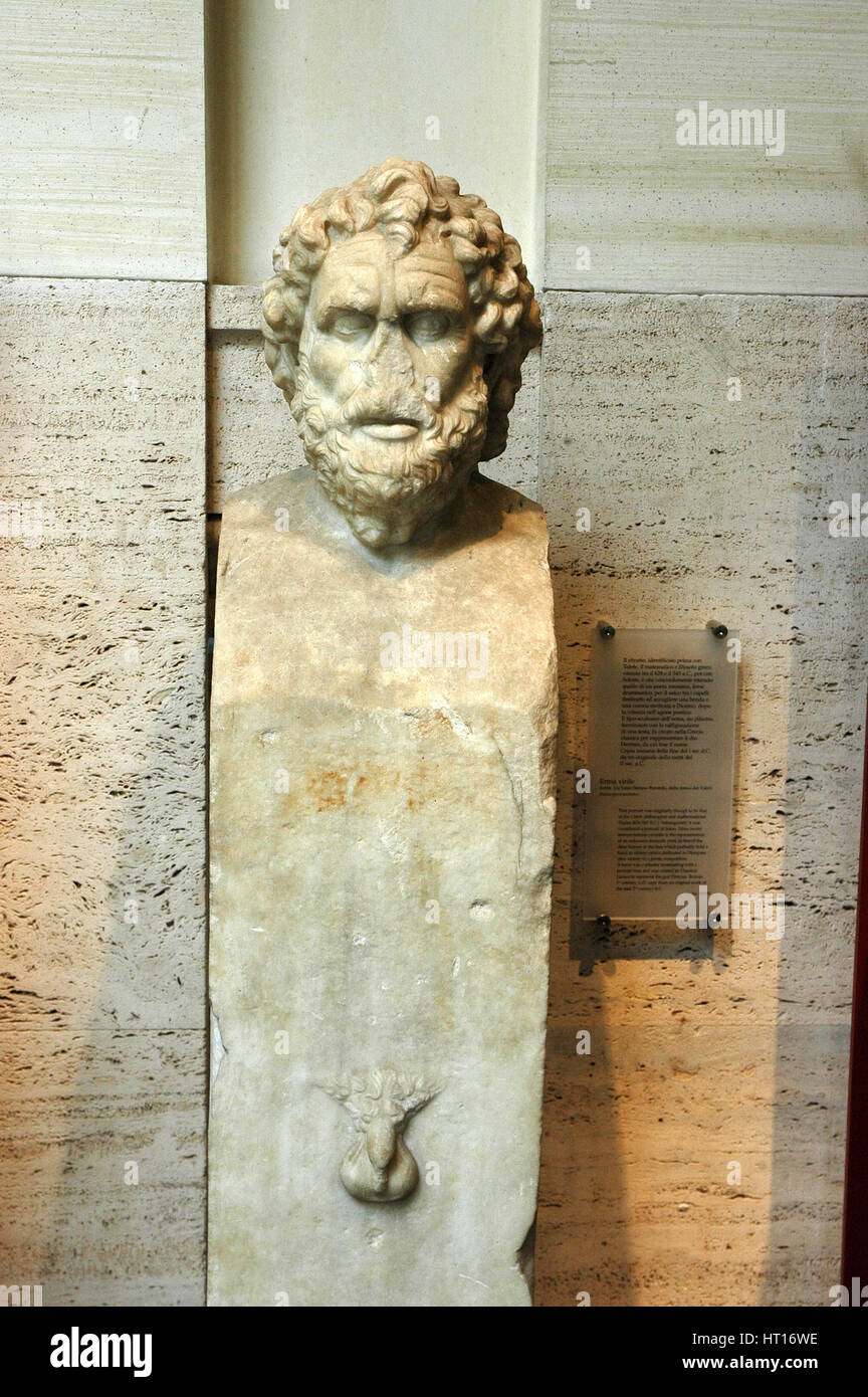 A Herm statue possibly of the Greek philosopher Solon. Roman copy of a
