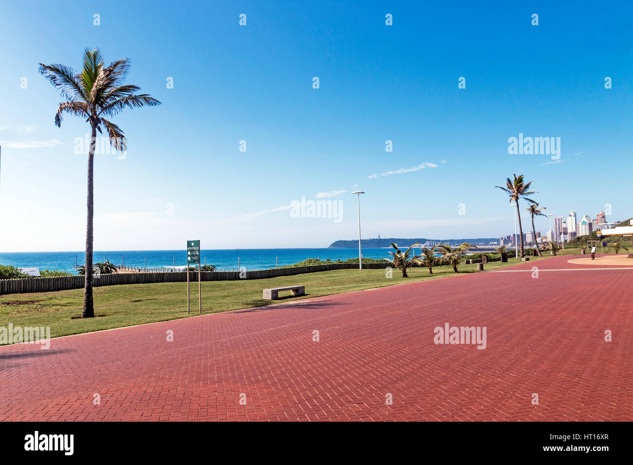 Quiet Morning Red Paved Promenade On Golden Mile Beachfront Landscape quiet-morning-red-paved-promenade-on-golden-mile-beachfront-landscape