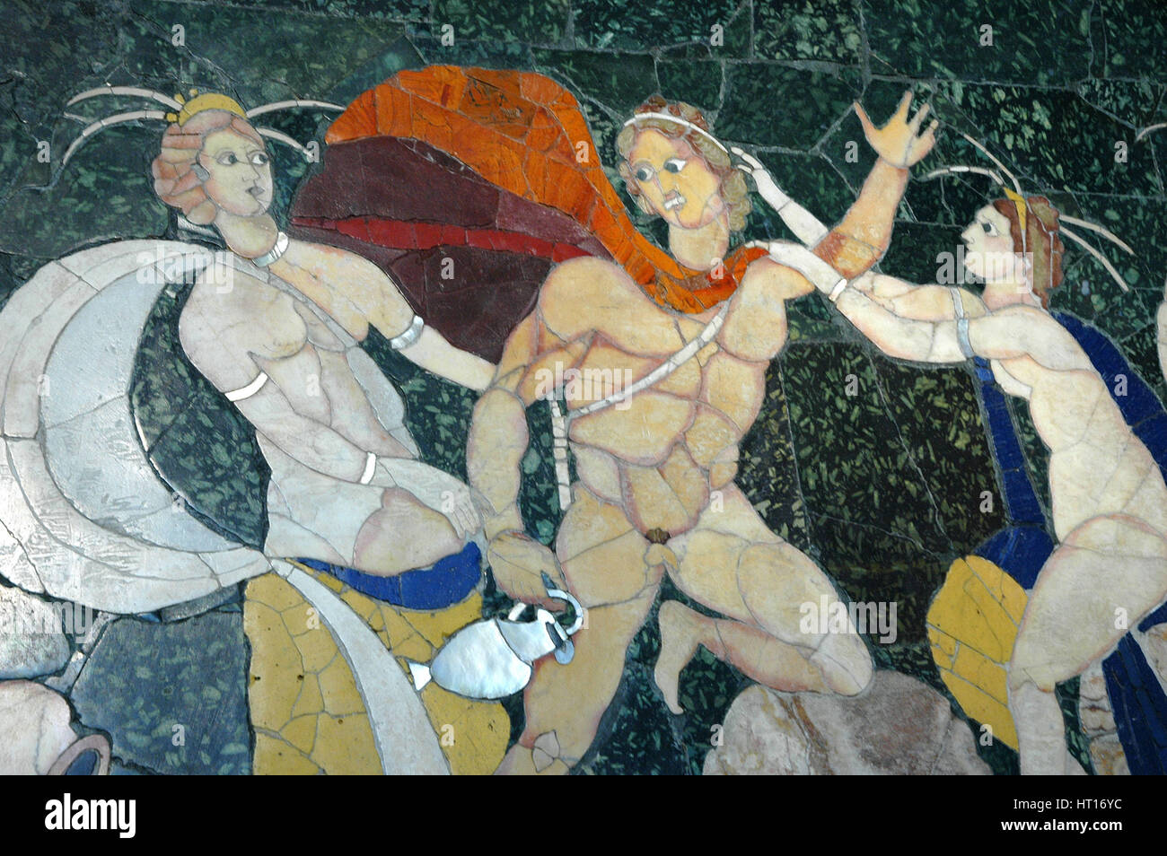 Mosaic of Hylas being abducted by the water nymphs in the opus sectile technique, which uses variou Artist: Werner Forman. Stock Photo
