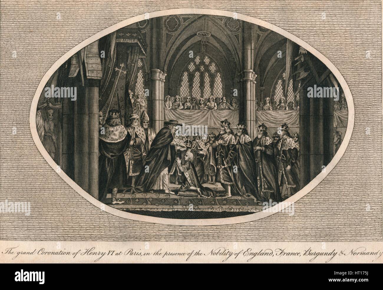 The grand coronation of Henry VI of England in Paris, 1431 (1793). Artist: Unknown. Stock Photo