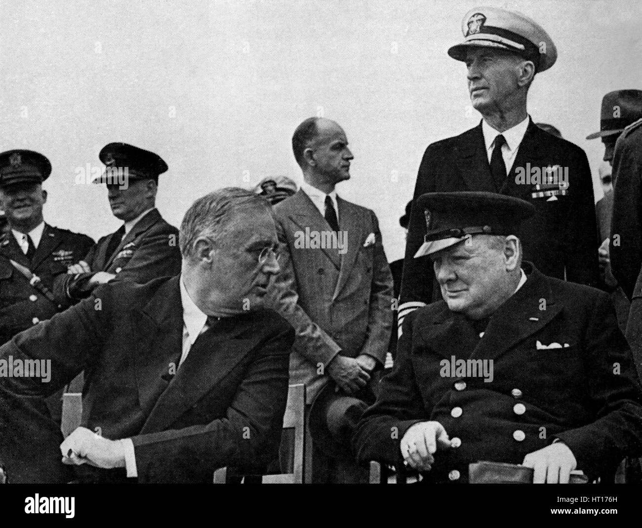 'Architects of Victory: Historic meeting between Churchill and Franklin D. Roosevelt, President of t Stock Photo