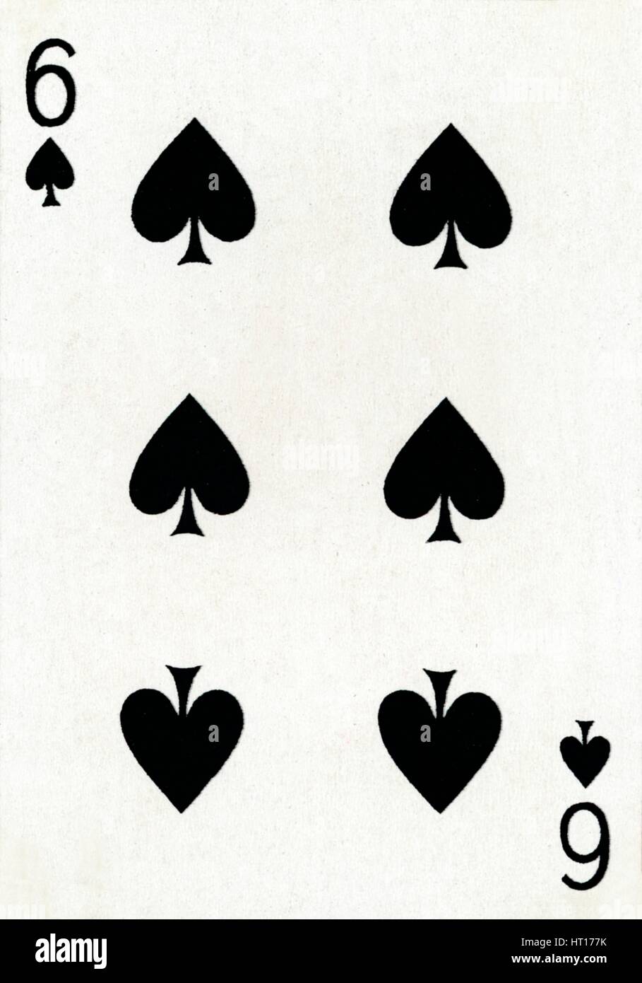 6 of Spades from a deck of Goodall & Son Ltd. playing cards, c1940. Artist: Unknown. Stock Photo